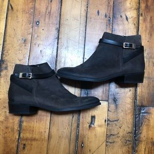 Franco Sarto brown shandy ankle boots, size 9, straps and buckles